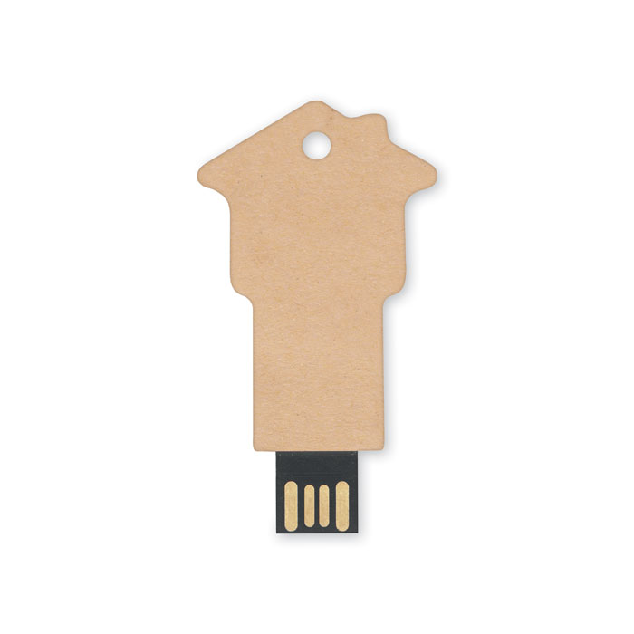 Paper house shaped USB Flash Drive. Delivery time: from 14 working days. Printing options: silkscreen and UV printing. This model comes in a brown kra