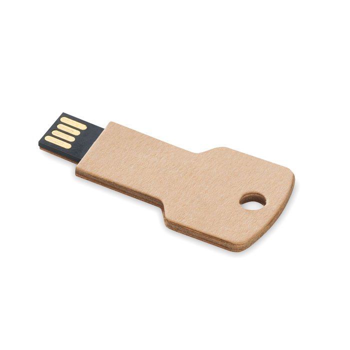 Paper key shaped USB Flash Drive. Delivery time: from 14 working days. Printing options: silkscreen and UV printing. This model comes in a brown kraft