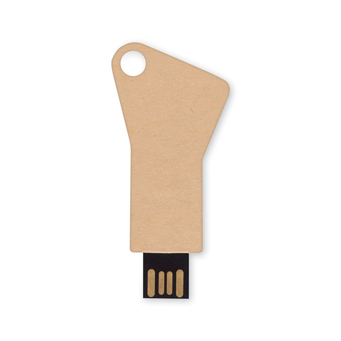 Paper key shaped USB Flash Drive. Delivery time: from 14 working days. Printing options: silkscreen and UV printing. This model comes in a brown kraft