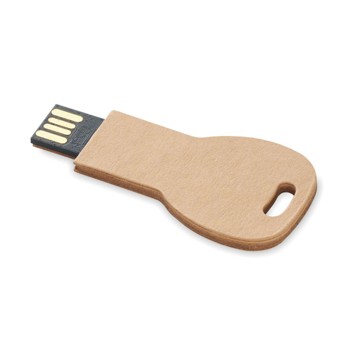 Paper key shaped USB Flash Drive. Delivery time: from 14 working days. Printing options: silkscreen and UV printing. This model comes in a brown kraft